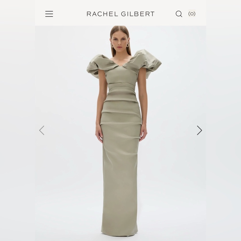 Rachel Gilbert Frey Gown, Sage, Size 4